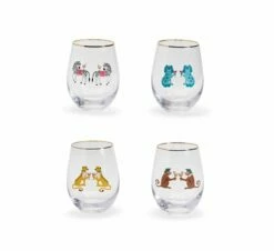 Animal Party Stemless Glasses , Set Of 4