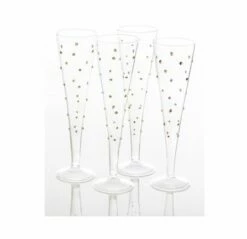 Gatsby Champagne Flute, Gold Dots Set/4