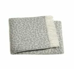 Leopard Throw -Nest Fine Gifts Sales Shop ASI Cream Grey Leopard New