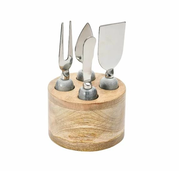 Cheese Servers With Wood Stand 3 Cheese Servers With Wood Stand