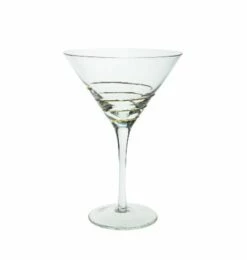Martini Glass With Gold Swirl Design, Set Of 4