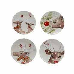 Deer Friends Dessert/Salad Plate, Set Of 4