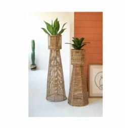 S/2 Seagrass & Iron Plant Stands