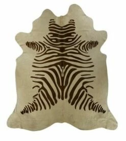 Zebra Brown On Beige Cowhide