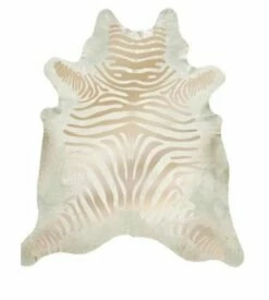 Zebra Rustic Gold On White Cowhide