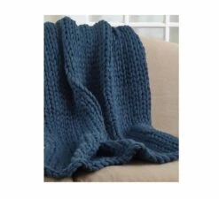 Chunky Knit Throw – Ocean Blue