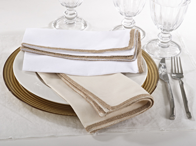 Nest Fine Gifts Sales Shop -Nest Fine Gifts Sales Shop p 12299 Burlap Trimmed Design Classic Napkins 1
